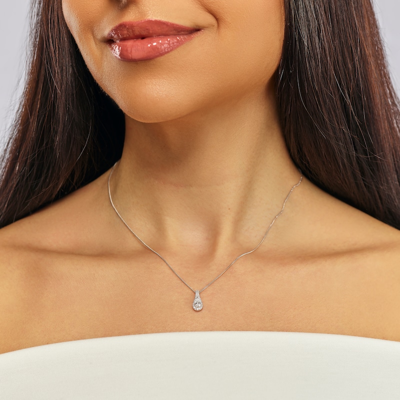 Main Image 4 of Harriet Sterling Silver  0.33ct Lab-Grown Diamond Pear Halo Pendant Necklace