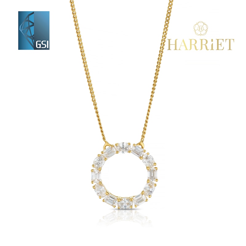Main Image 1 of Harriet Sterling Silver & 18ct Yellow Gold Plated Vermeil 0.50ct Lab-Grown Diamond Round & Oval Open Circle Pendant