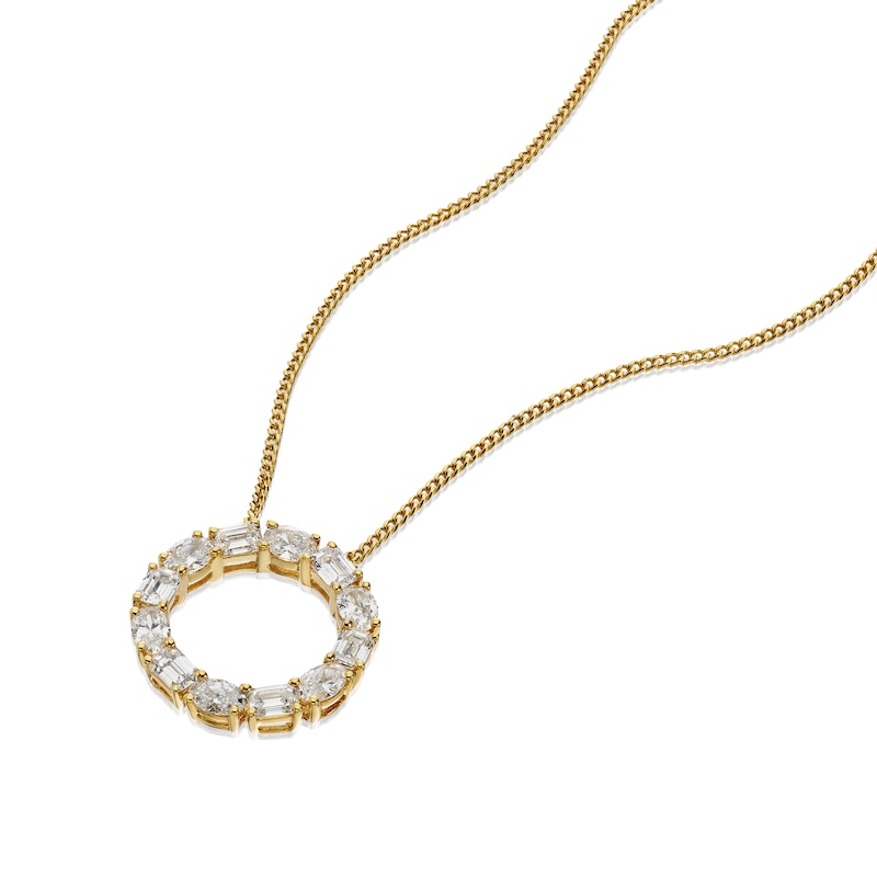 Main Image 2 of Harriet Sterling Silver & 18ct Yellow Gold Plated Vermeil 0.50ct Lab-Grown Diamond Round & Oval Open Circle Pendant