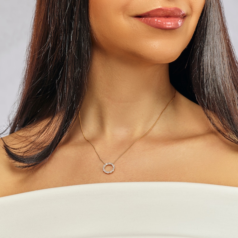 Main Image 4 of Harriet Sterling Silver & 18ct Yellow Gold Plated Vermeil 0.50ct Lab-Grown Diamond Round & Oval Open Circle Pendant
