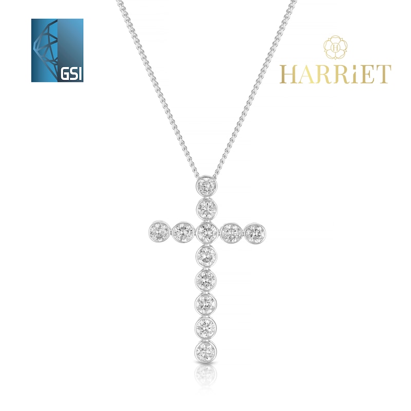 Main Image 1 of Harriet Sterling Silver 0.50ct Lab-Grown Diamond Cross Pendant Necklace