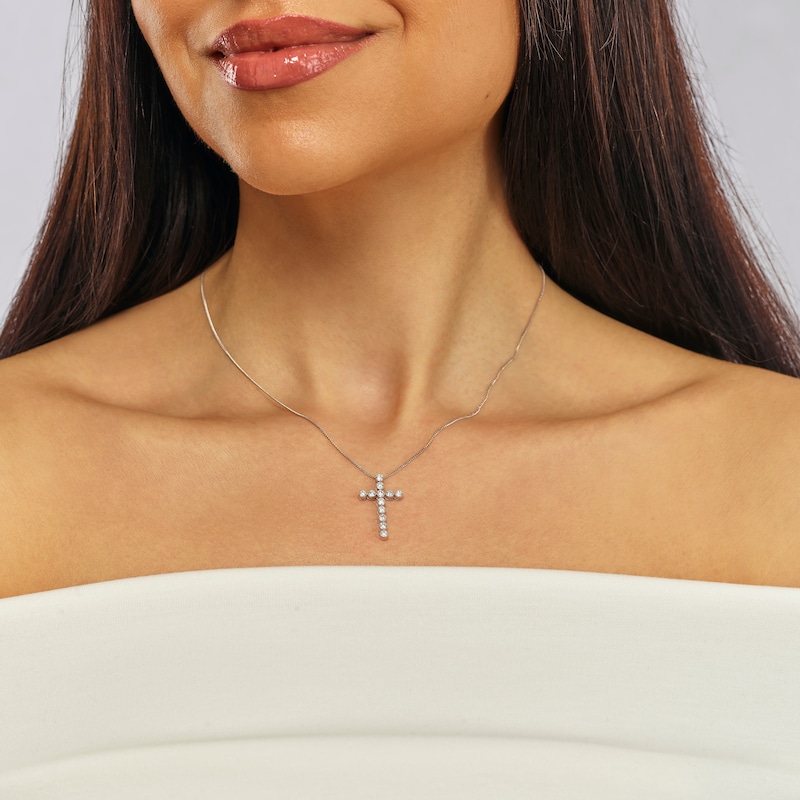 Main Image 4 of Harriet Sterling Silver 0.50ct Lab-Grown Diamond Cross Pendant Necklace