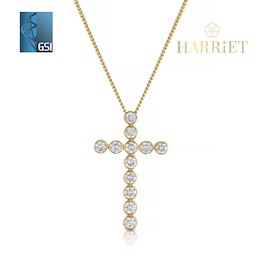 Harriet Sterling Silver & 18ct Yellow Gold Plated Vermeil 0.50ct Lab-Grown Diamond Cross Pendant Necklace