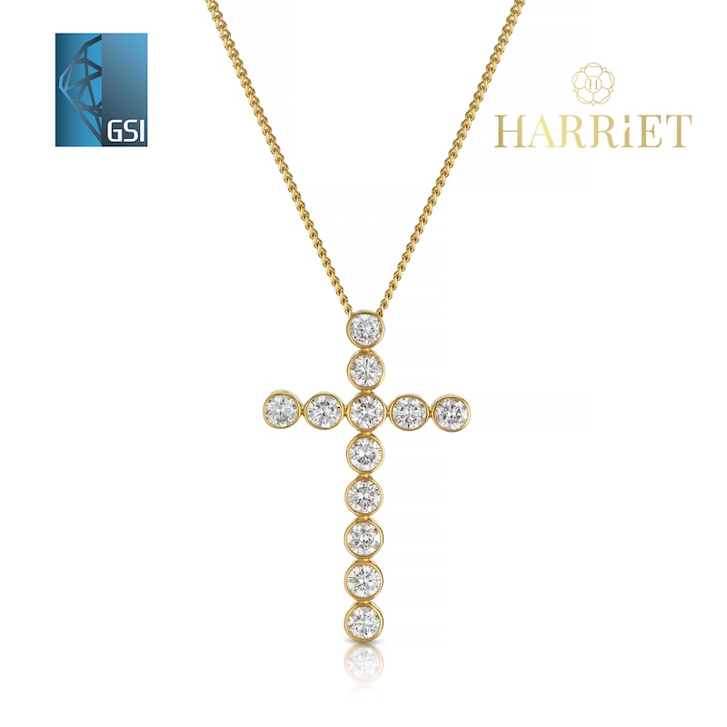 Main Image 1 of Harriet Sterling Silver & 18ct Yellow Gold Plated Vermeil 0.50ct Lab-Grown Diamond Cross Pendant Necklace