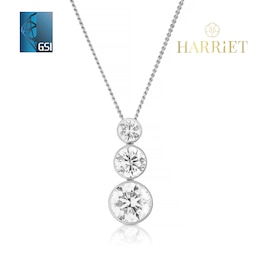 Harriet Sterling Silver 1ct Lab-Grown Diamond Graduated Dew Drop Pendant Necklace