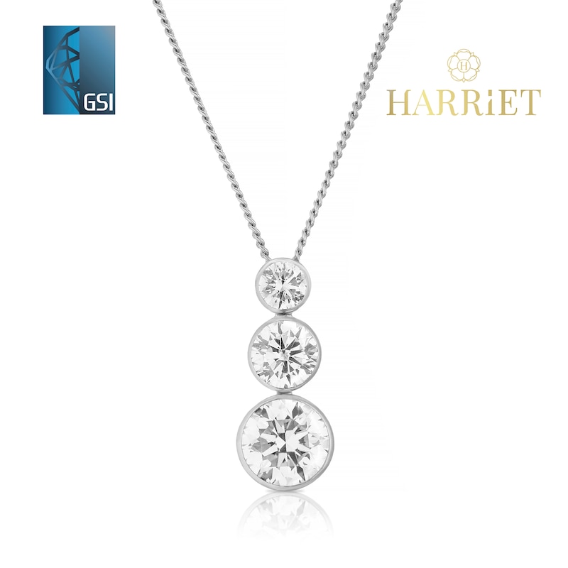 Main Image 1 of Harriet Sterling Silver 1ct Lab-Grown Diamond Graduated Dew Drop Pendant Necklace
