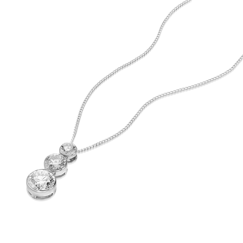 Main Image 2 of Harriet Sterling Silver 1ct Lab-Grown Diamond Graduated Dew Drop Pendant Necklace