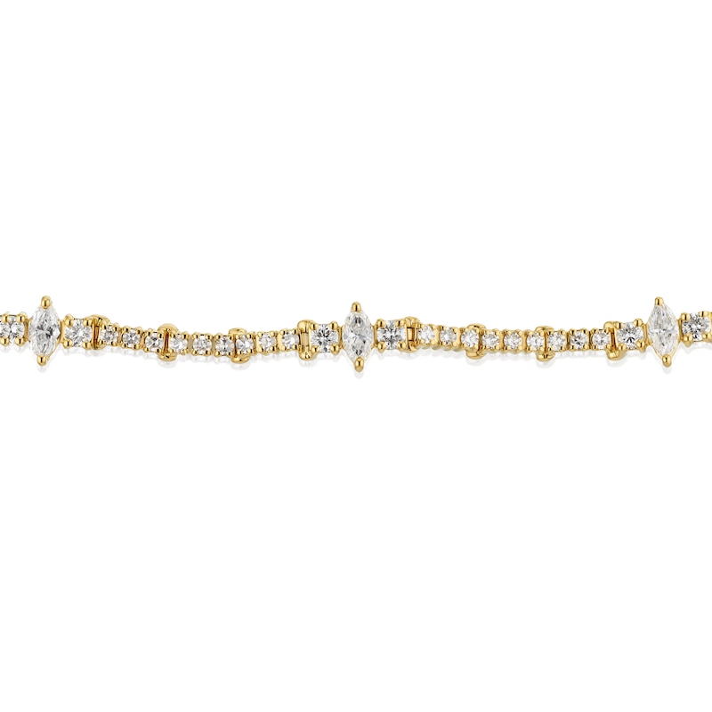 Main Image 2 of Harriet Sterling Silver & 18ct Yellow Gold Plated Vermeil 2ct Lab-Grown Diamond Round & Marquise Line Bracelet