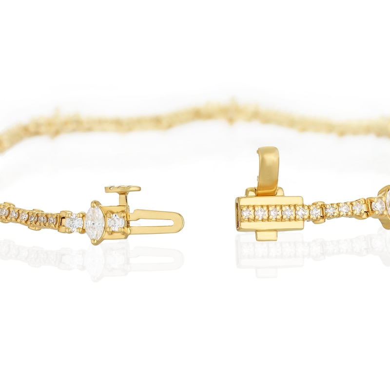 Main Image 3 of Harriet Sterling Silver & 18ct Yellow Gold Plated Vermeil 2ct Lab-Grown Diamond Round & Marquise Line Bracelet