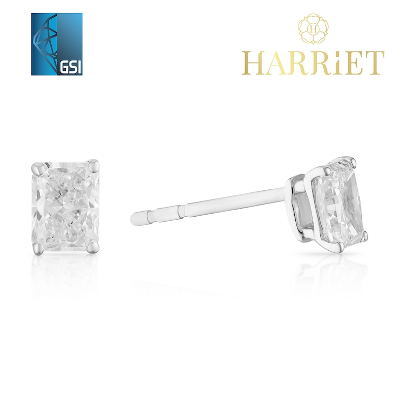 Main Image 1 of Harriet 9ct White Gold 0.50ct Lab-Grown Diamond Baguette Stud Earrings