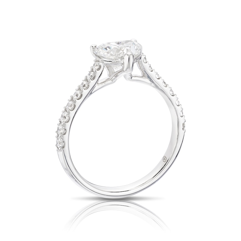 Main Image 3 of Harriet Platinum Heart Solitaire Stone Set Shoulders 1.50ct Lab Grown Diamond Ring