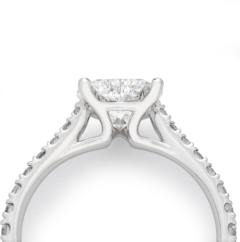 Main Image 4 of Harriet Platinum Heart Solitaire Stone Set Shoulders 1.50ct Lab Grown Diamond Ring