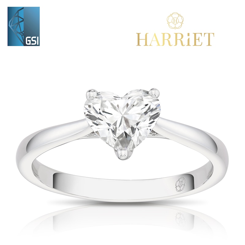 Main Image 1 of Harriet Platinum Heart Solitaire 1ct Lab Grown Diamond Ring