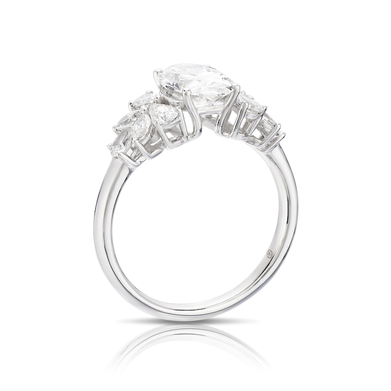 Main Image 3 of Harriet Platinum Oval Centre & Marquise Floral Trilogy 2ct Lab Grown Diamond Ring