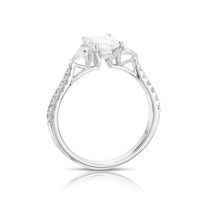 Main Image 3 of Harriet Platinum Radiant Trilogy Stone Set Shoulders 1.40ct Lab Grown Diamond Ring