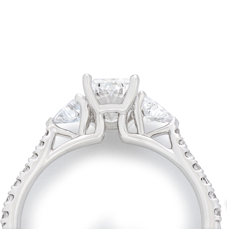 Main Image 4 of Harriet Platinum Radiant Trilogy Stone Set Shoulders 1.40ct Lab Grown Diamond Ring