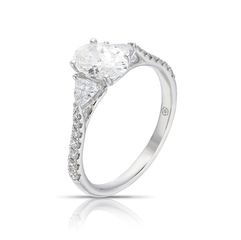 Main Image 2 of Harriet Platinum Oval Trilogy Stone Set Shoulders 1.40ct Lab Grown Diamond Ring
