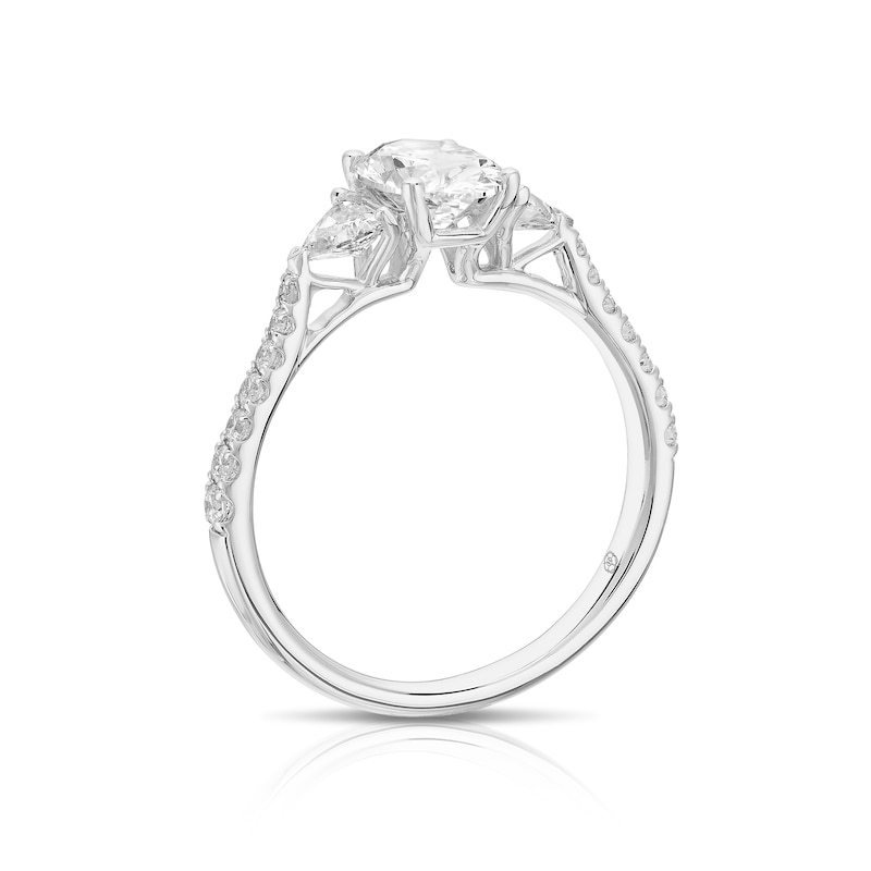 Main Image 3 of Harriet Platinum Oval Trilogy Stone Set Shoulders 1.40ct Lab Grown Diamond Ring