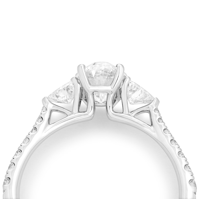 Main Image 4 of Harriet Platinum Oval Trilogy Stone Set Shoulders 1.40ct Lab Grown Diamond Ring