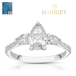 Harriet Platinum Pear Trilogy Stone Set Shoulders 1.40ct Lab Grown Diamond Ring