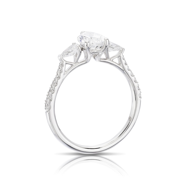 Main Image 3 of Harriet Platinum Pear Trilogy Stone Set Shoulders 1.40ct Lab Grown Diamond Ring