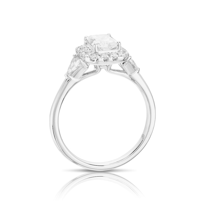 Main Image 3 of Harriet Platinum Radiant Halo Trilogy & Trillion Set Shoulders 1.50ct Lab Grown Diamond Ring