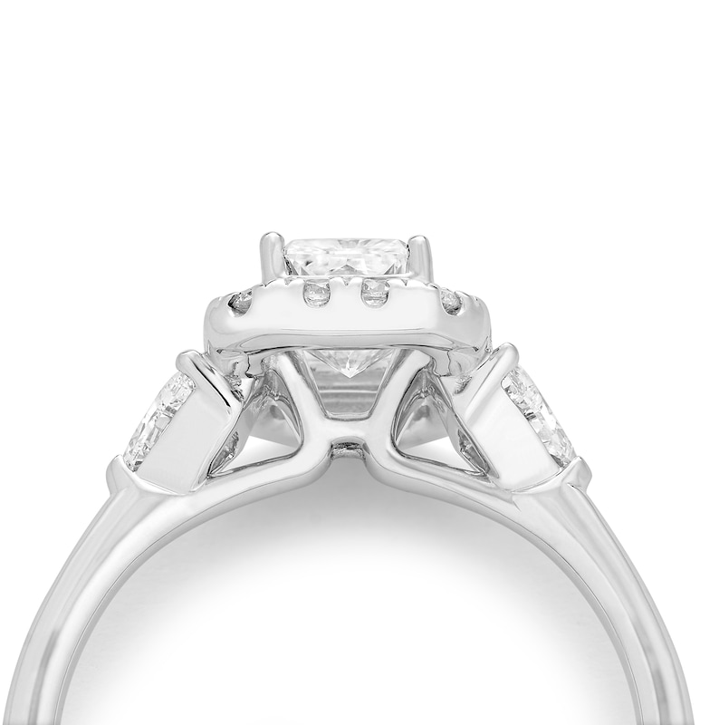 Main Image 4 of Harriet Platinum Radiant Halo Trilogy & Trillion Set Shoulders 1.50ct Lab Grown Diamond Ring