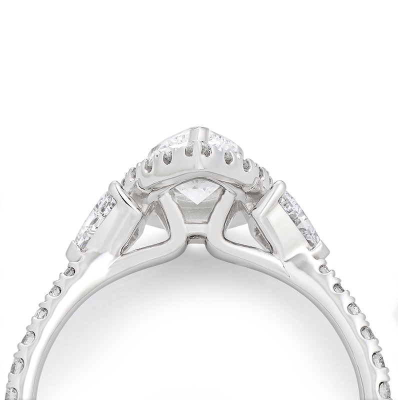 Main Image 4 of Harriet Platinum Pear Halo Trilogy & Trillion Set Shoulders 1.25ct Lab Grown Diamond Ring