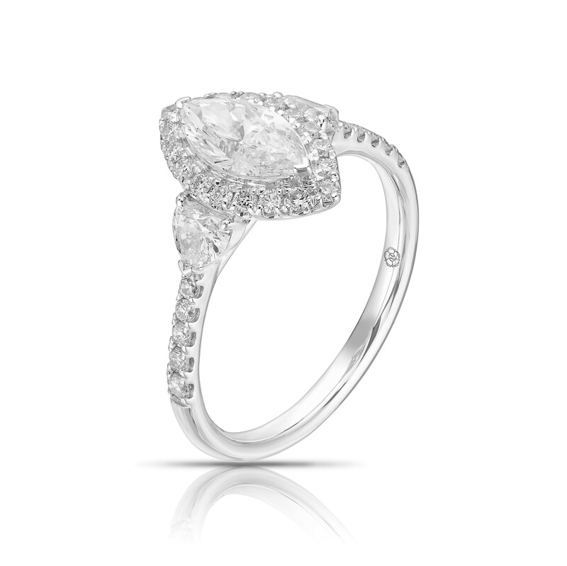 Main Image 2 of Harriet Platinum Marquise Halo & Heart Set Shoulders 1.25ct Lab Grown Diamond Ring