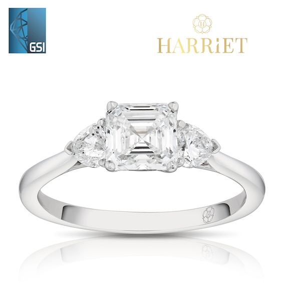 Harriet Platinum Square Emerald Cut Trilogy 1.25ct Lab Grown