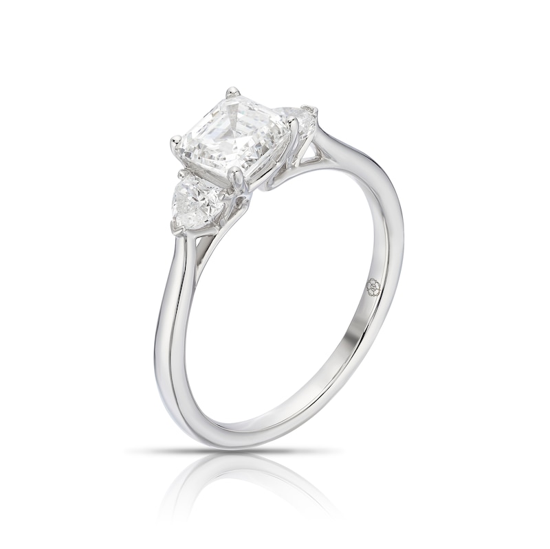 Main Image 2 of Harriet Platinum Square Emerald Cut Trilogy 1.25ct Lab Grown Diamond Ring