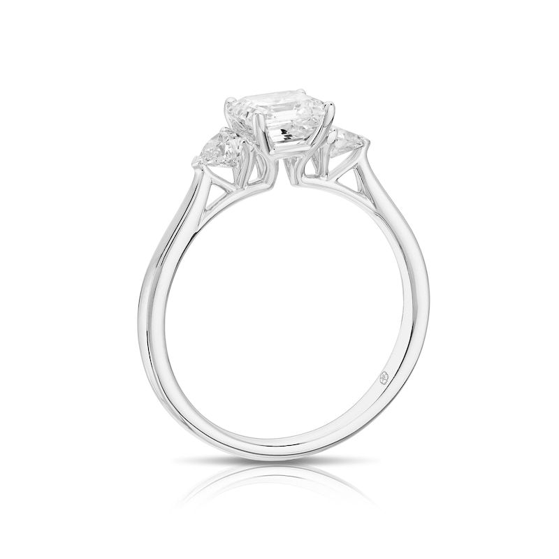 Main Image 3 of Harriet Platinum Square Emerald Cut Trilogy 1.25ct Lab Grown Diamond Ring