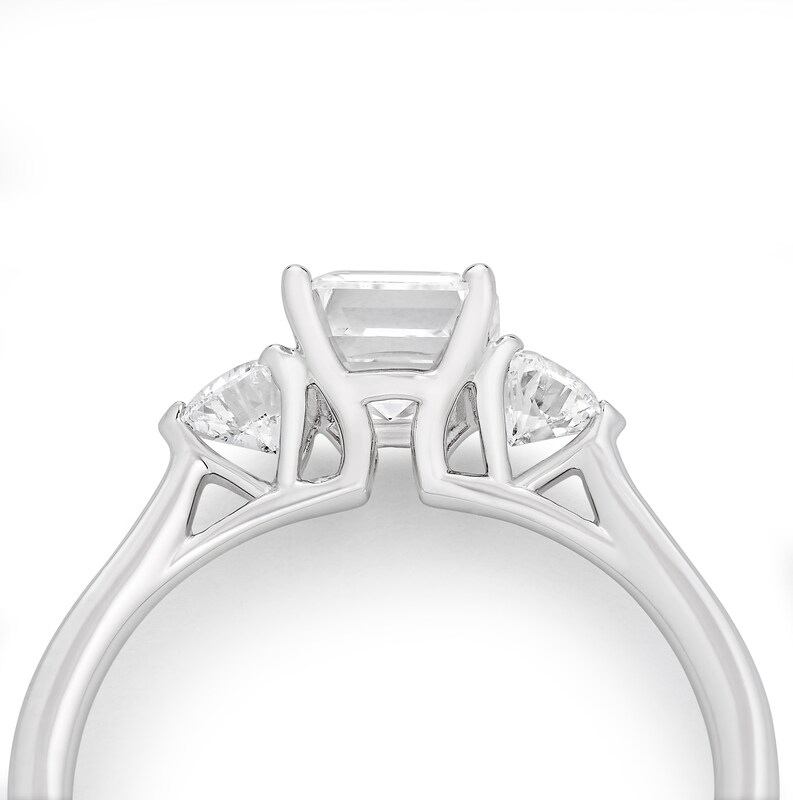 Main Image 4 of Harriet Platinum Square Emerald Cut Trilogy 1.25ct Lab Grown Diamond Ring