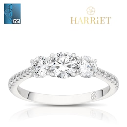 Harriet Platinum Round Trilogy Stone Set Shoulders 1ct Lab Grown Diamond Ring