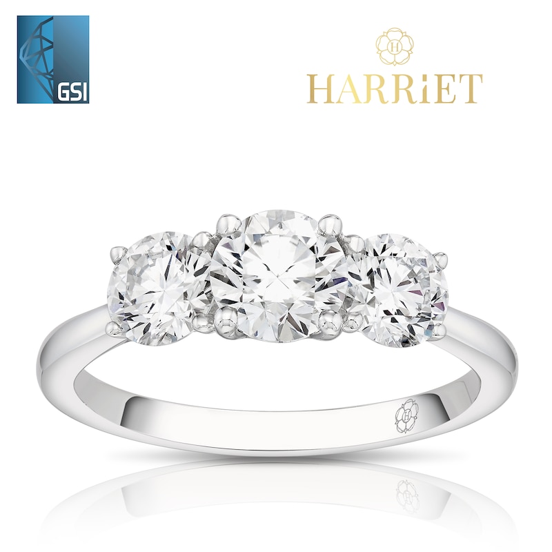 Main Image 1 of Harriet Platinum Round Trilogy 1.50ct Lab Grown Diamond Ring