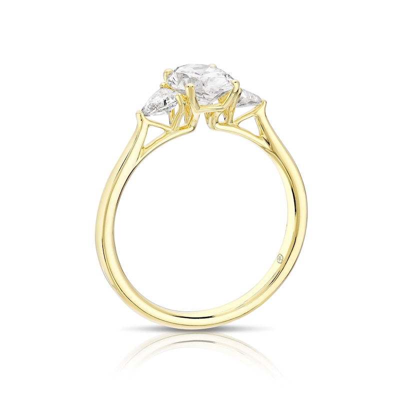 Main Image 3 of Harriet 14ct Yellow Gold Oval Trilogy 1.25ct Lab Grown Diamond Ring