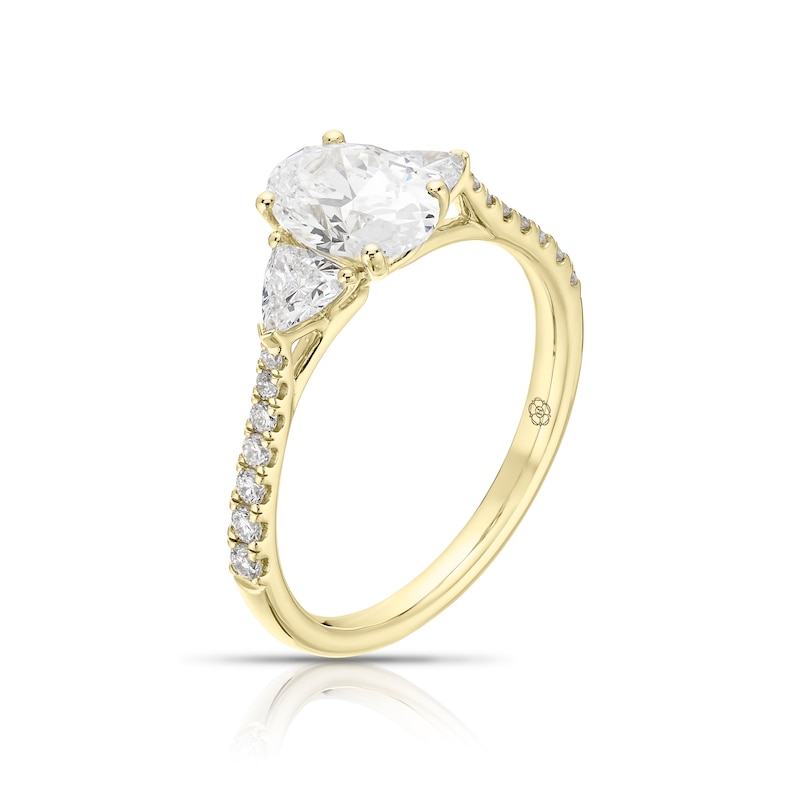 Main Image 2 of Harriet 14ct Yellow Gold Oval Trilogy  Stone Set Shoulders 1.40ct Lab Grown Diamond Ring