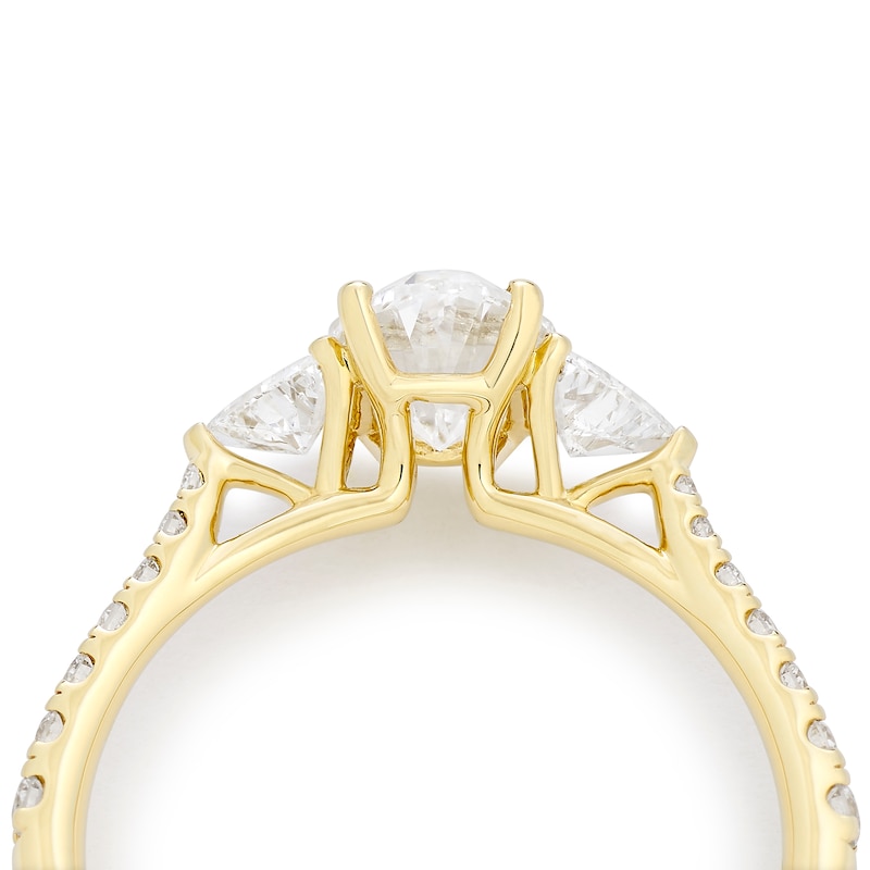 Main Image 4 of Harriet 14ct Yellow Gold Oval Trilogy  Stone Set Shoulders 1.40ct Lab Grown Diamond Ring