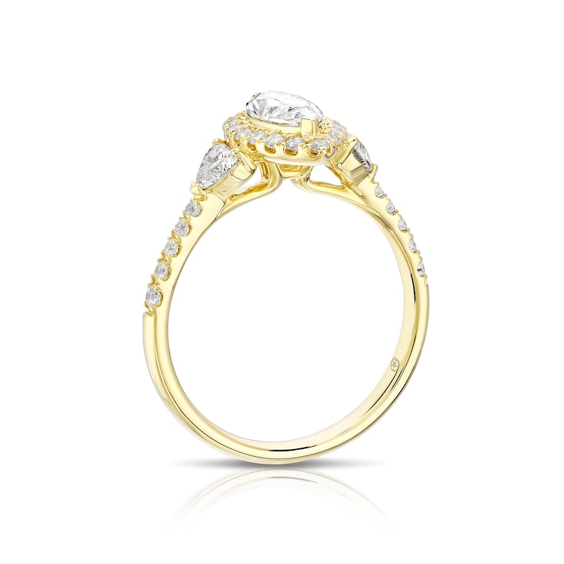 Main Image 3 of Harriet 14ct Yellow Gold Marquise Halo & Heart Set Shoulders 1.25ct Lab Grown Diamond Ring