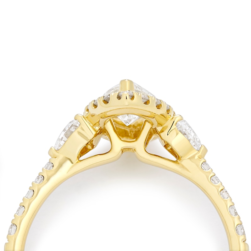 Main Image 4 of Harriet 14ct Yellow Gold Marquise Halo & Heart Set Shoulders 1.25ct Lab Grown Diamond Ring
