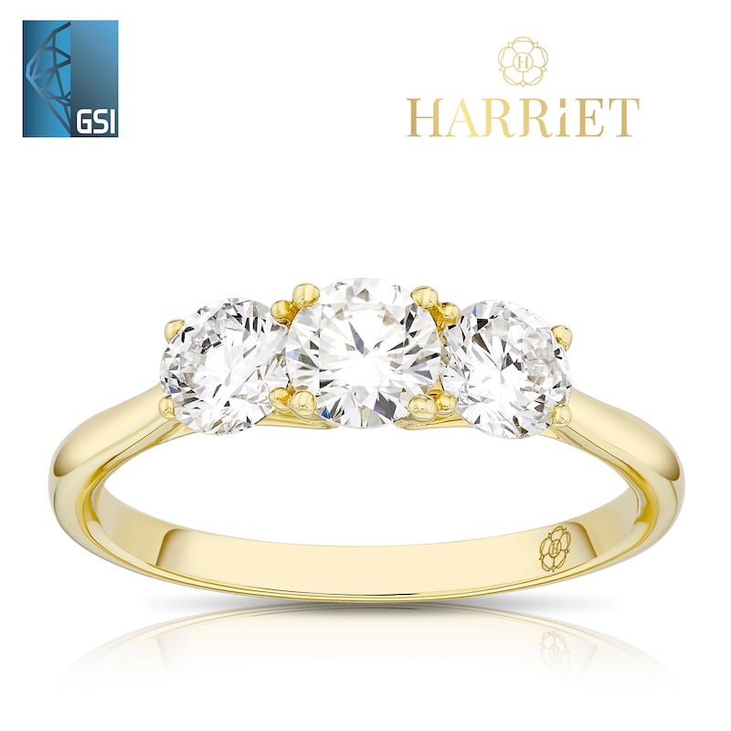 Main Image 1 of Harriet 14ct Yellow Gold Round Trilogy 1ct Lab Grown Diamond Ring