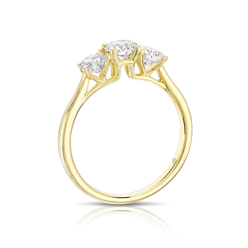 Main Image 3 of Harriet 14ct Yellow Gold Round Trilogy 1ct Lab Grown Diamond Ring
