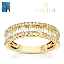 Harriet 14ct Yellow Gold Baguette & Round Triple Row Eternity 1ct Lab Grown Diamond Ring