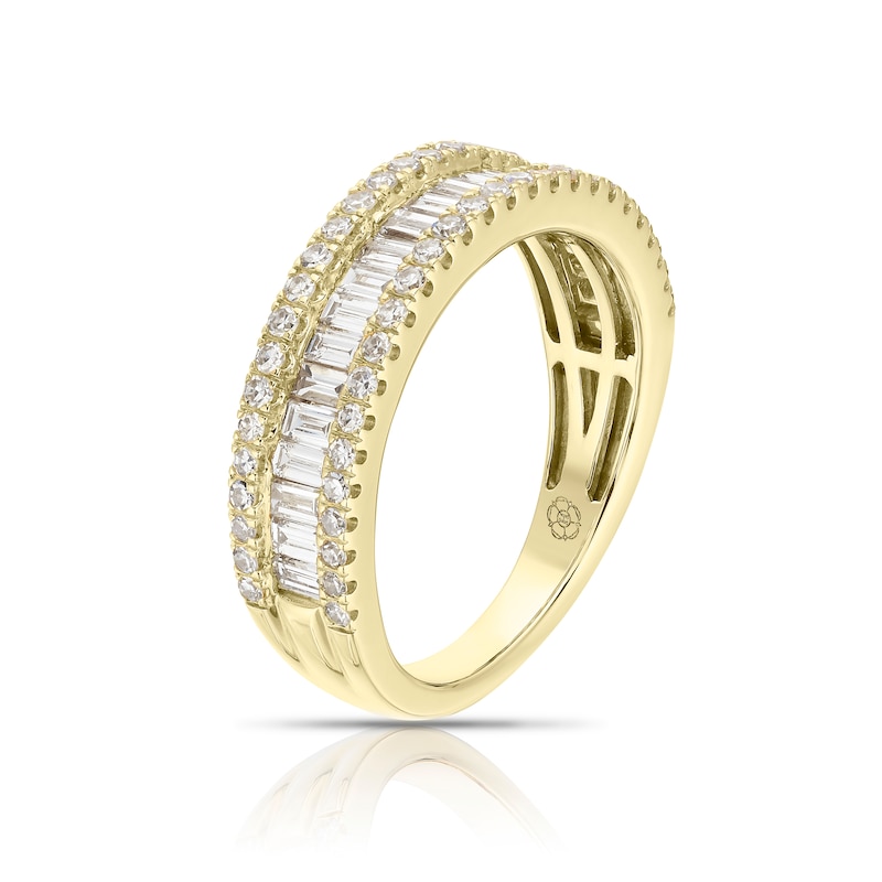 Main Image 2 of Harriet 14ct Yellow Gold Baguette & Round Triple Row Eternity 1ct Lab Grown Diamond Ring