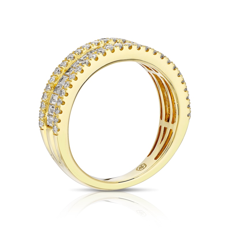 Main Image 3 of Harriet 14ct Yellow Gold Baguette & Round Triple Row Eternity 1ct Lab Grown Diamond Ring
