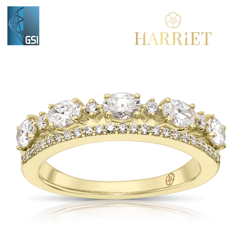 Main Image 1 of Harriet 14ct Yellow Gold Oval & Round Cut Double Row Eternity 0.75ct Lab Grown Diamond Ring
