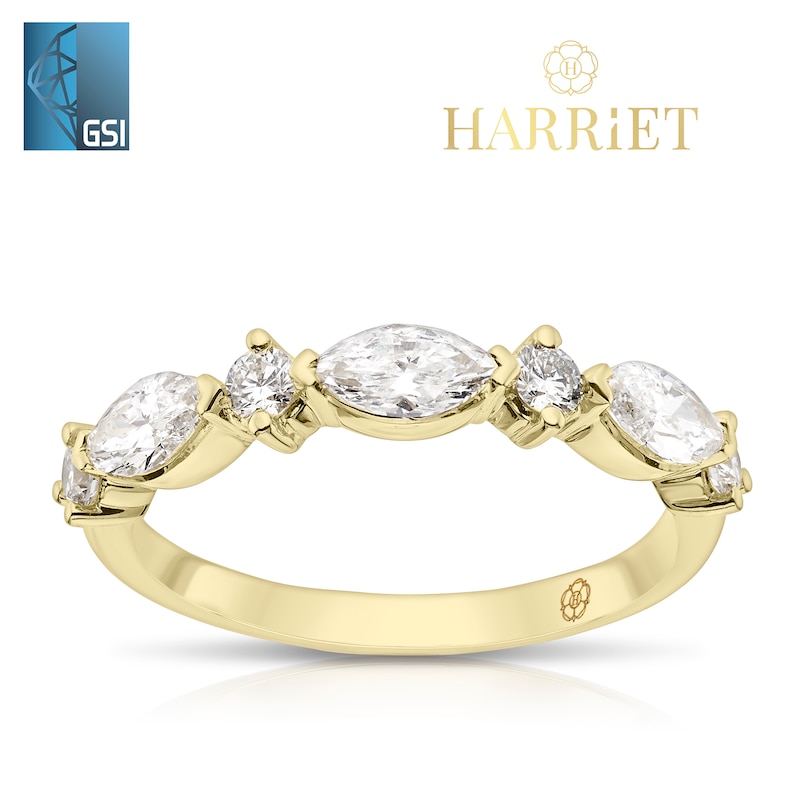 Main Image 1 of Harriet 14ct Yellow Gold Marquise & Round Cut Eternity 0.75ct Lab Grown Diamond Ring