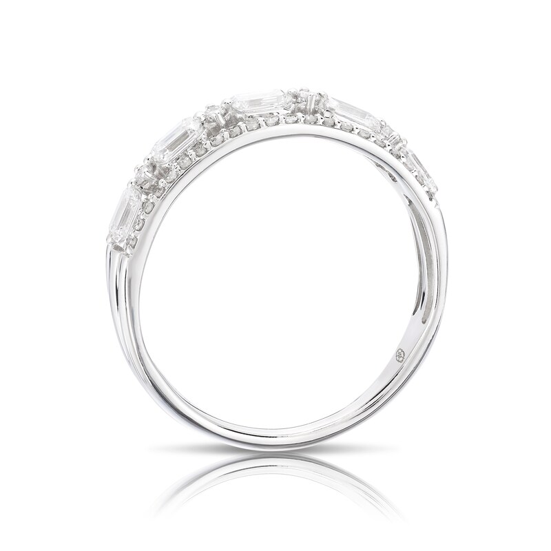 Main Image 3 of Harriet 14ct White Gold Emerald & Round Cut Triple Row Eternity 0.75ct Lab Grown Diamond Ring