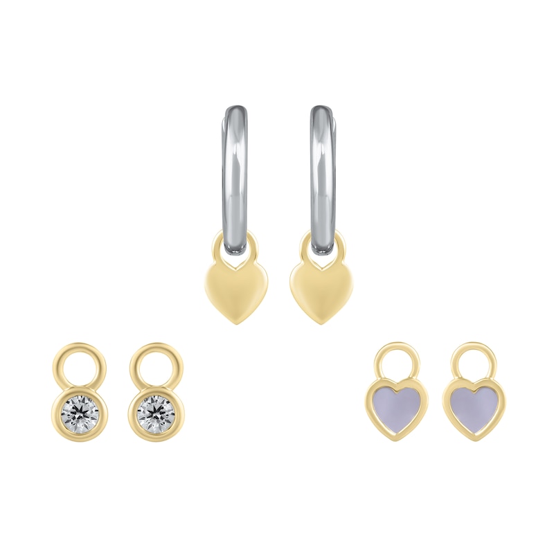 Main Image 3 of HS Edit LOVE & LOCKS Sterling Silver Gold Plated Heart Earring Charms