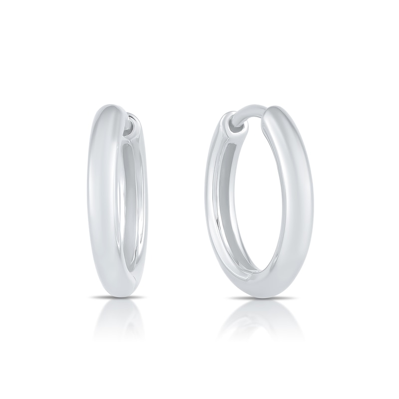 Main Image 1 of HS Edit LOVE & LOCKS Sterling Silver 12mm Hoop Earrings
